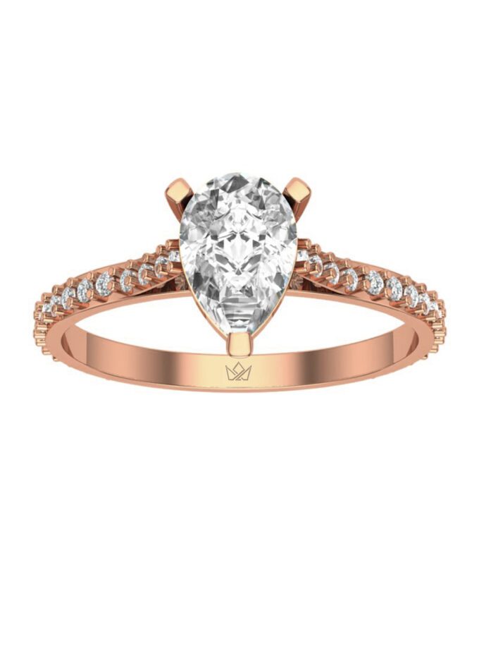 Pear Shaped Diamond Band in Rose Gold