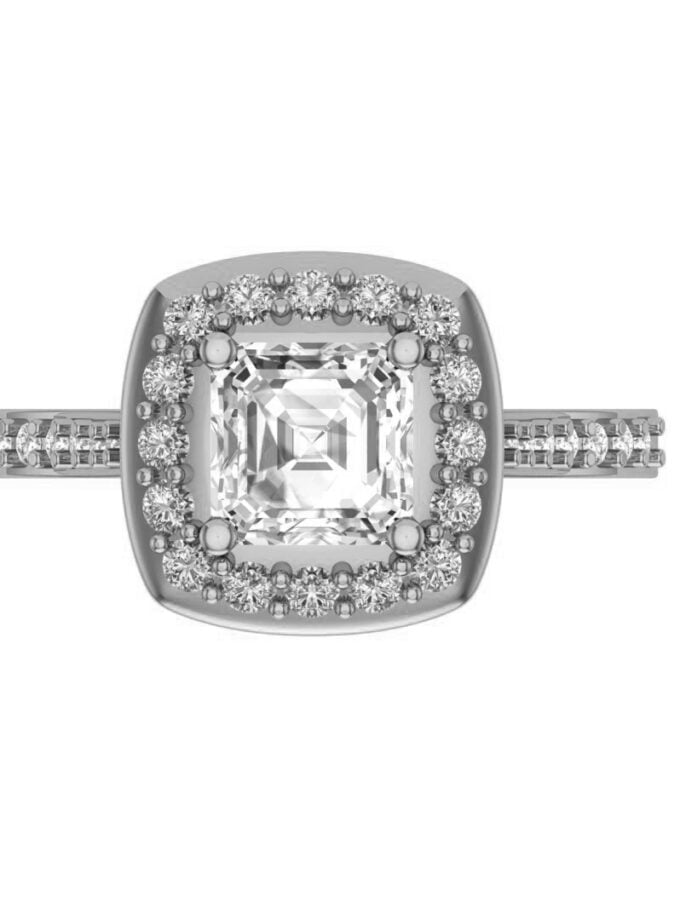 Halo Asscher Platinum a