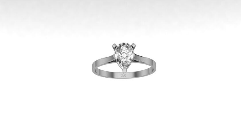 Solitaire Pear Silver b scaled