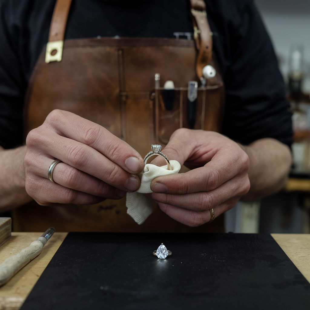 custom diamond ring in making